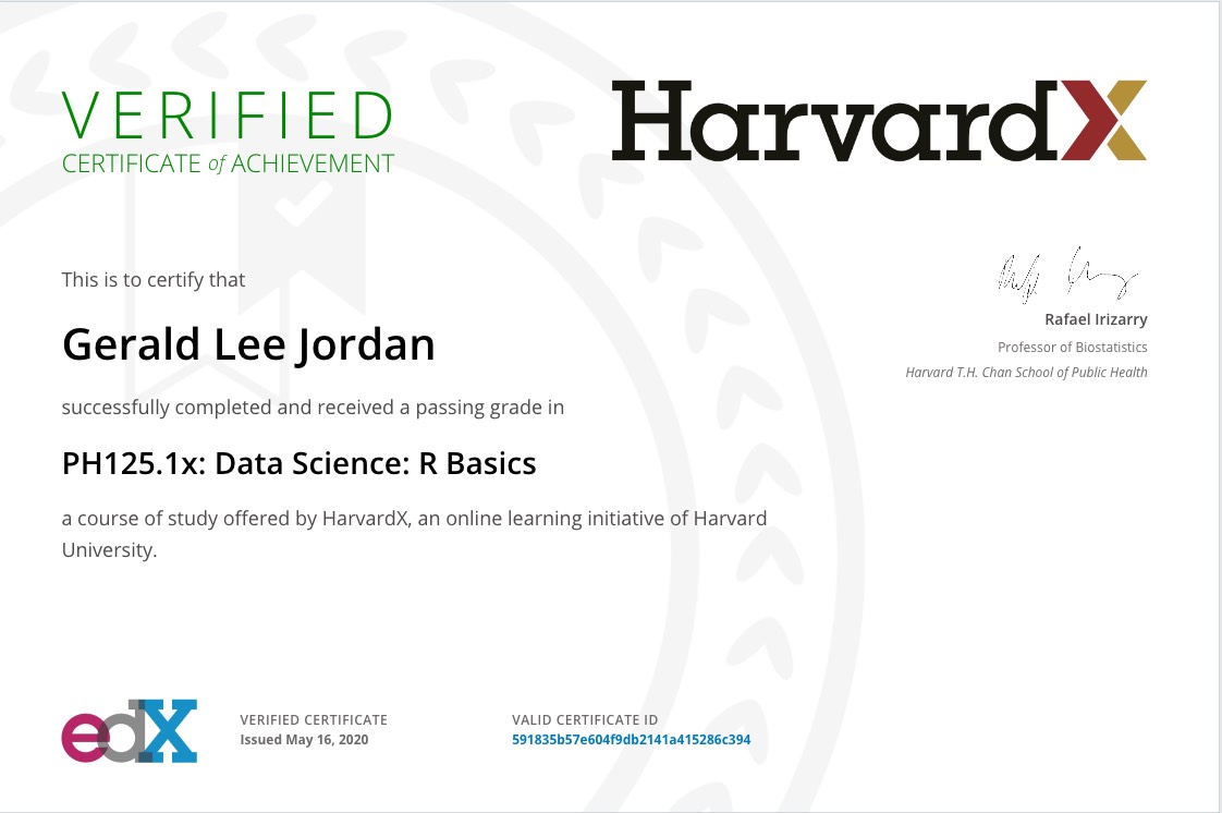 Data Science - R Basics Certificate